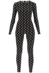 Marine Serre Black Recycled Moon Strass Jersey Catsuit In Black