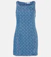 Marine Serre Deadstock Denim Moon-print Mini Dress In Blue