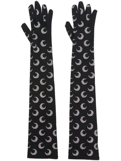 Marine Serre All Over Moon Gloves In Black
