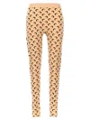 Marine Serre Women's Ta10 Moon-print Stirrup-strap Recycled-polyamide-blend Leggings In Beige