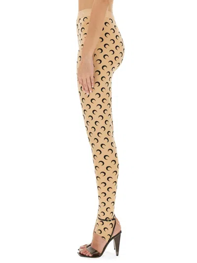 Marine Serre All Over Moon Leggings In Nude