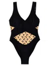 Marine Serre 'all Over Moon' One-piece Swimsuit In Black