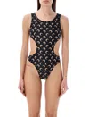 Marine Serre Moon-print Backless Swimsuit In Black