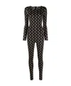 Marine Serre Black Recycled Moon Strass Jersey Catsuit In Black