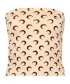 Marine Serre Moon Printed Second Skin Tube Top In Brown