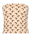Marine Serre Beige Moon Printed Jersey Second Skin Tube Top In Nude