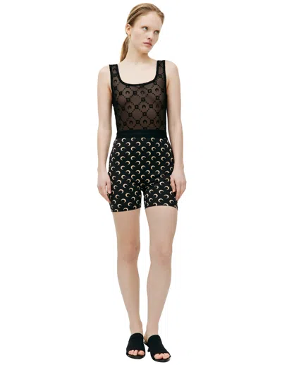 Marine Serre All Over Moon Shorts In Beige