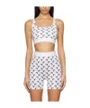 Marine Serre Womens Wh00 Optical White Moon-print High-rise Recycled Stretch-jersey Shorts In White
