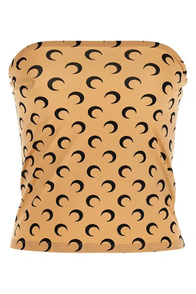 Marine Serre All Over Moon Tops Beige In Brown