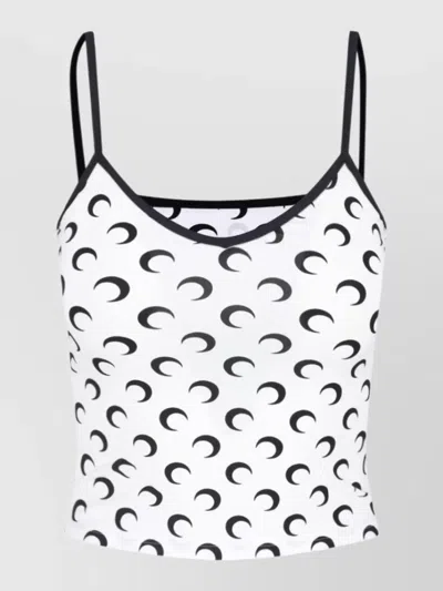 Marine Serre All Over Print Loungewear Top Spaghetti Straps In White