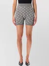 Marine Serre Allover Knit Shorts Elastic Waistband In Gray