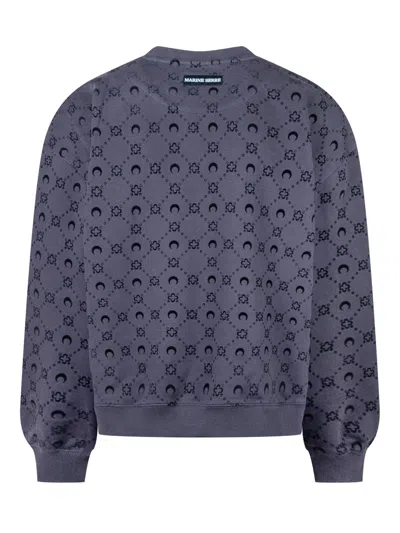 Marine Serre All-over Logo Printed Sweatshirt In Black