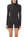 Marine Serre Regenerated All Over Moon Jersey Second Skin Top Clothing In Black