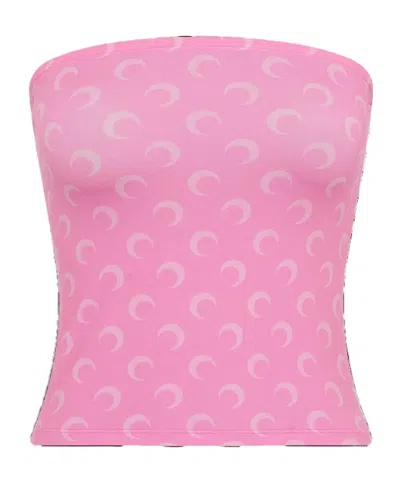 Marine Serre All-over Moon Printed Bandeau Top In Pink