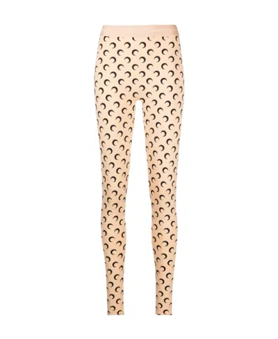 MARINE SERRE MARINE SERRE ALLOVER MOON PRINTED LEGGINGS