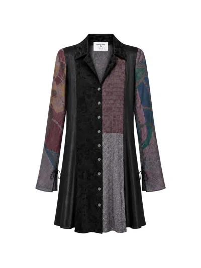 Marine Serre Arthropoda Patchwork Shirt Mini Dress In Black