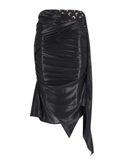 Marine Serre Asymmetric Midi Skirt In Black
