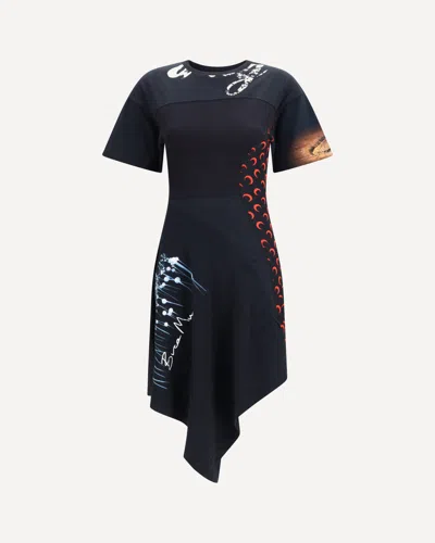Marine Serre Asymmetric Recycled Jersey Dress In Black