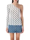 Marine Serre Moon Jersey Second Skin Asymmetric Top Optical White In White