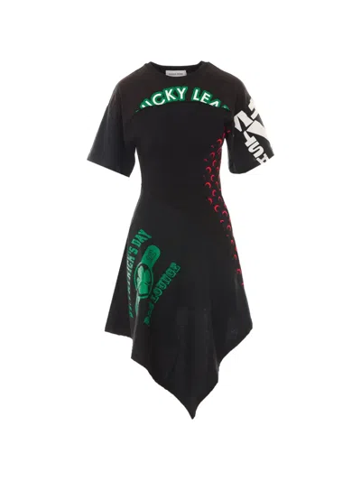 Marine Serre Printed Jersey Knee Length Dress In Black