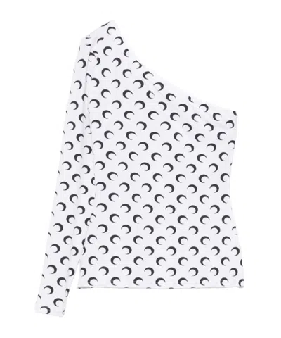 MARINE SERRE MARINE SERRE RECYCLED MOON JERSEY SECOND SKIN ASYMMETRIC TOP