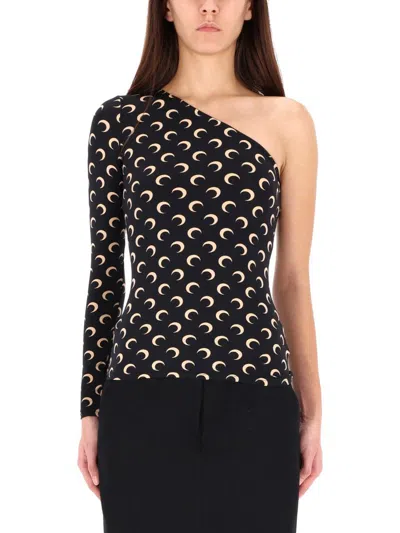 Marine Serre Asymmetrical Top "moon" In Black