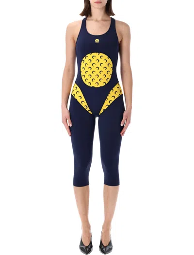 Marine Serre Moon Print Athleisure Catsuit In Blue