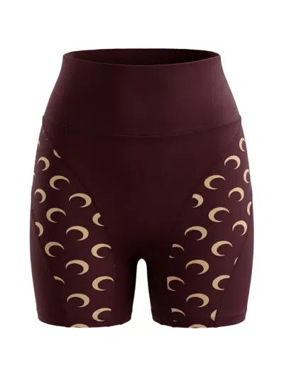 Marine Serre Athleisure Mini Shorts In Burgundy