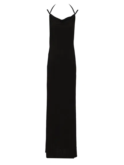 Marine Serre Draped Jersey Open Back Dress In Black