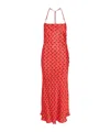 Marine Serre Red Moon Satin Long Slip Dress In Orange