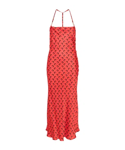MARINE SERRE MARINE SERRE MOON-PRINT SQUARE NECK MAXI DRESS