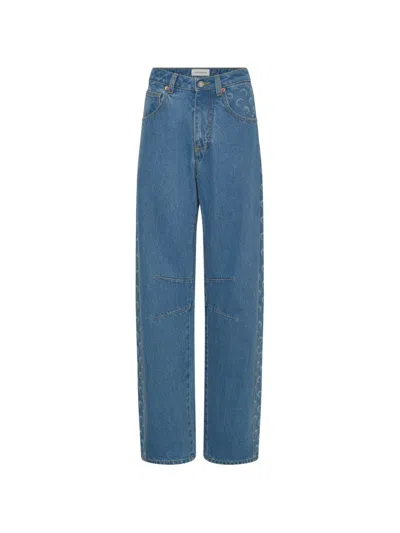 Marine Serre Baggy Fit Denim Jeans In Blue