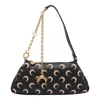 Marine Serre Crescent Moon Canvas Shoulder Bag In Black