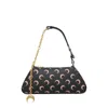 Marine Serre Crescent Moon Canvas Shoulder Bag In Black