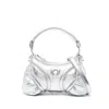Marine Serre Stardust Laminated Leather Shoulder Bag In Silver