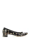 Marine Serre 'camille X Repetto' Black Ballerinas With All-over Logo Motif And Wide Heel In Leather Woman In Beige