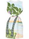Marine Serre Beach Print-jacquard Mini Dress In Green