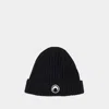 Marine Serre Ribbed Knit Beanie With Folded Cuff In Black