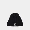 Marine Serre Ribbed Knit Beanie With Folded Cuff In Black