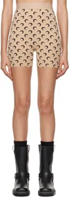 Marine Serre Beige & Black All Over Moon Cyclist Shorts In Ta10 Tan