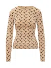 Marine Serre Recycled Moon Jersey Crewneck In Tan In Black