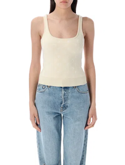 MARINE SERRE BEIGE MOON JACQUARD KNIT TOP