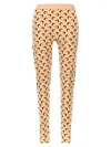 Marine Serre Women's Ta10 Moon-print Stirrup-strap Recycled-polyamide-blend Leggings In Beige