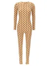 Marine Serre Tan All Over Moon Jumpsuit In Beige