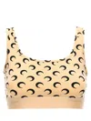 Marine Serre Beige Moon Printed Jersey Cropped Top In Neutral