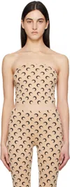Marine Serre Beige Moon Printed Jersey Second Skin Tube Top In Ta10 Tan