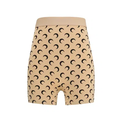 Marine Serre Beige Polyamide Bermuda Shorts In Brown