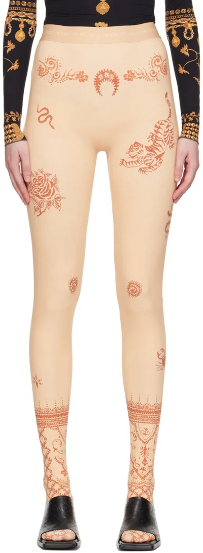 Marine Serre Beige Printed Leggings In Ta10