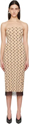 Marine Serre Beige Recycled Moon Jersey Bustier Midi Dress In Ta10 Tan