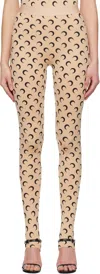 Marine Serre Beige Recycled Moon Jersey Stirrup Leggings In Ta10 Tan